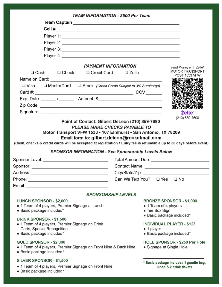 post 1533 Golf fundraiser application 